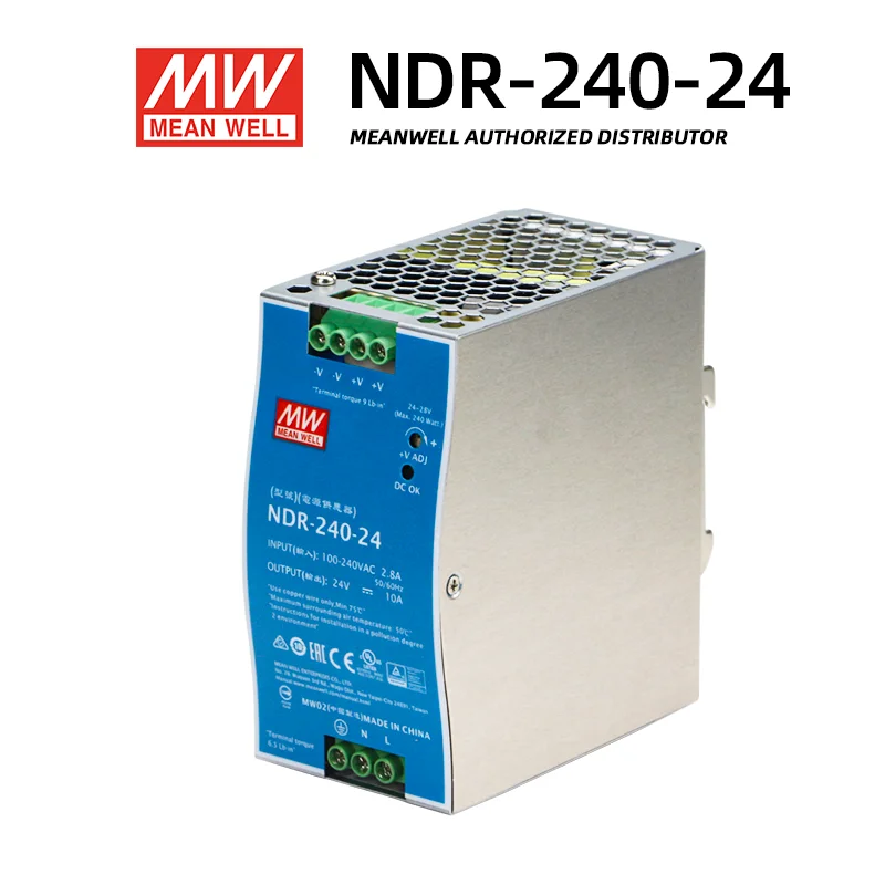 Промышленный источник питания Mean Well NDR на DIN-рейке, оригинальная выходная мощность Meanwell для 480 Вт