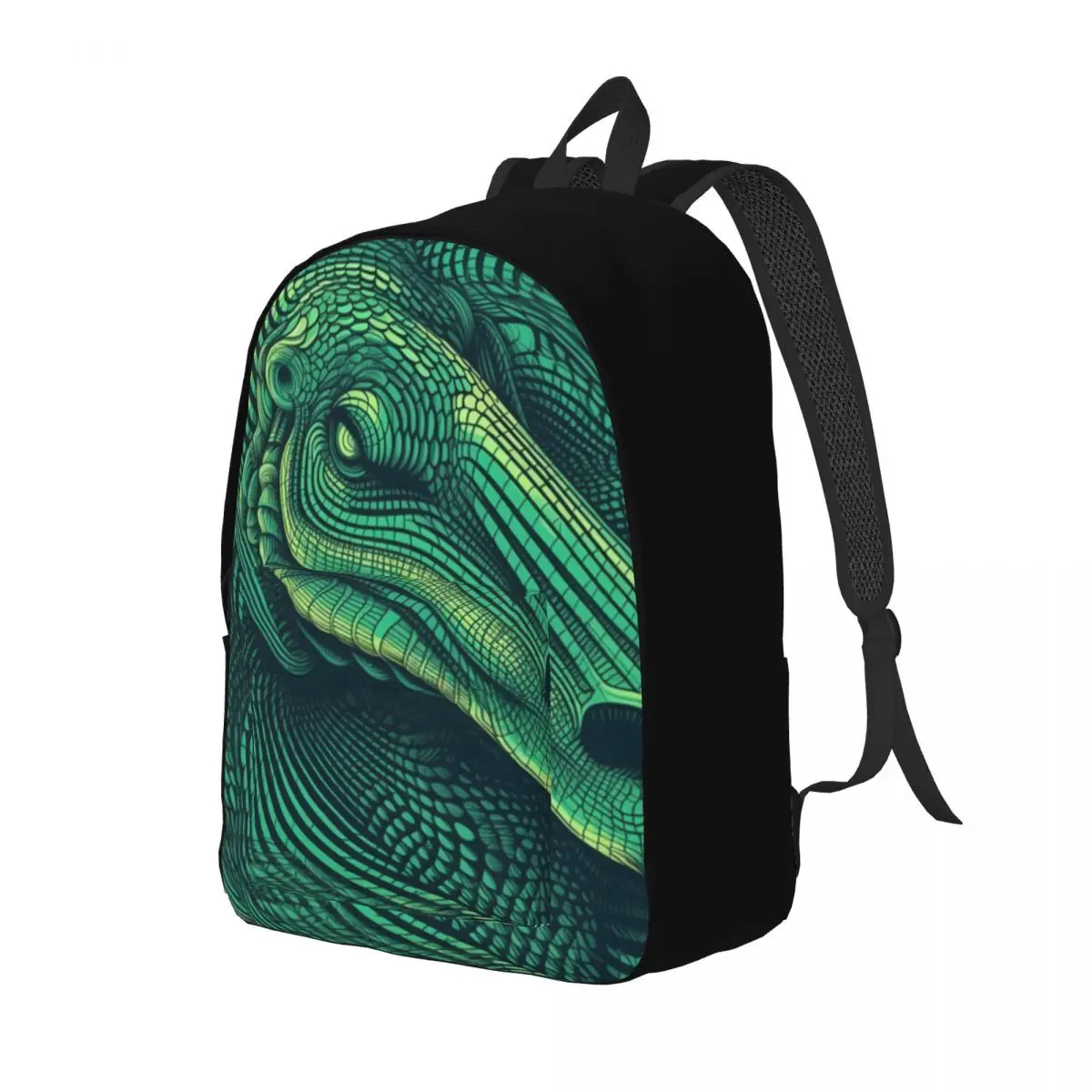 

Dinosaur Canvas Backpacks Psychedelic Lines Portraits Unique Bag Back To School Backpack Large Bags