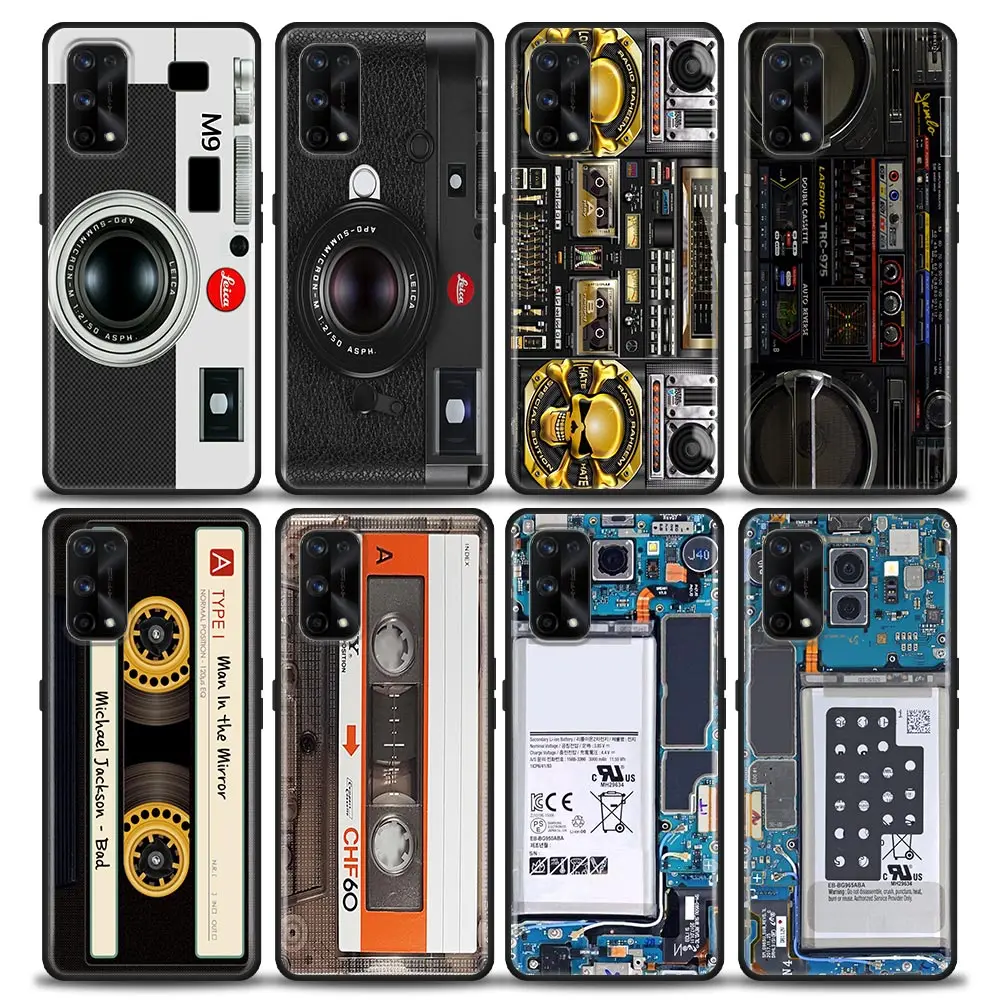 

Retro Camera Circuit Board Music Tapes Phone Case For Oppo Realme 8i 8 9 7 6 5 Pro 9i 7i 5i 6i XT 5G Case Soft Cover Realme 8Pro