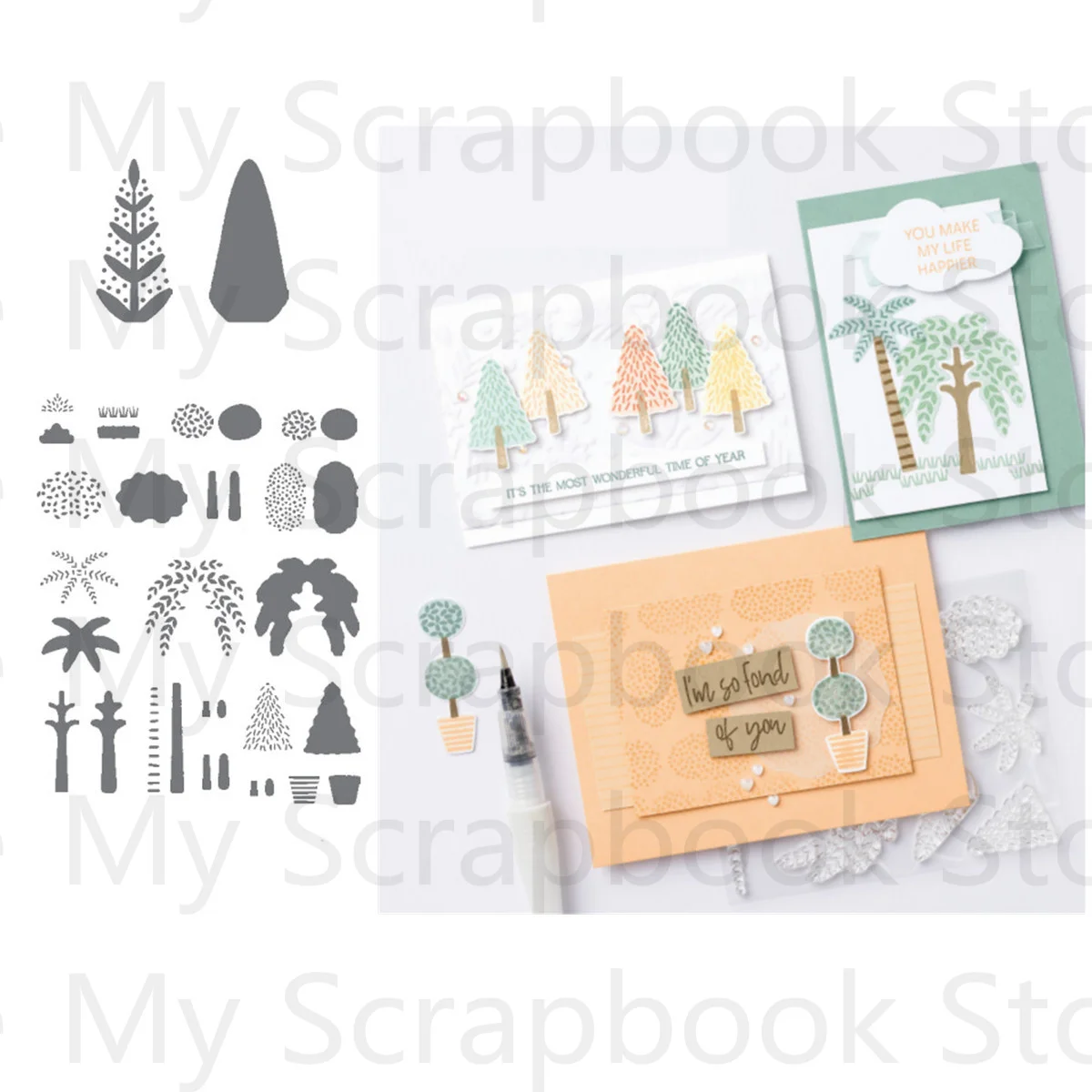 

Tree Metal Cutting Dies And Transparent Stamps Material Crafts DIY Scrapbooking Stencil 2022 New Christmas Decoration Templates