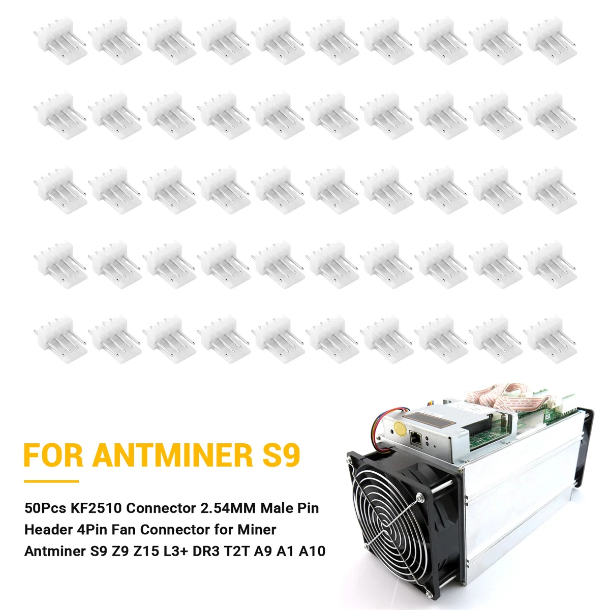 50 шт. KF2510 разъем 2 54 мм штекерный 4-контактный вентилятора для ASIC Miner Antminer S9 Z9 Z15 L3 + DR3