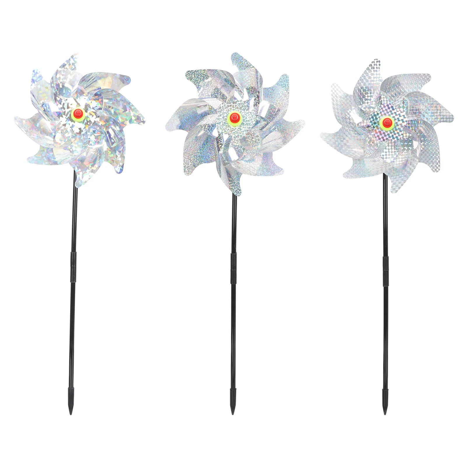 

3 Pcs Pinwheel Shape Bird Scarer Reflective Bird Repeller Plastic Repeller