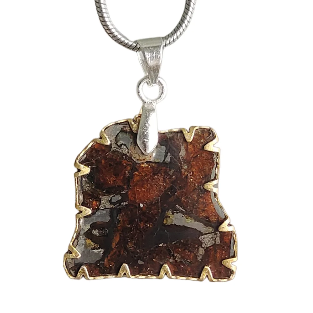 

Sericho Olive Meteorite Necklace Natural Meteorite Material Kenya Olive Meteorite Pendant - CB126