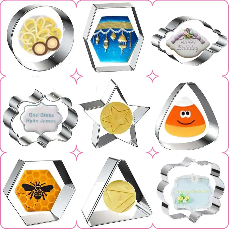 

Sugar Biscuit Mold Plaque Cutter Cookies Frame DIY Cake Oval Square Rectangle Fancy Stainless Cookie Mold Kitchen Tools