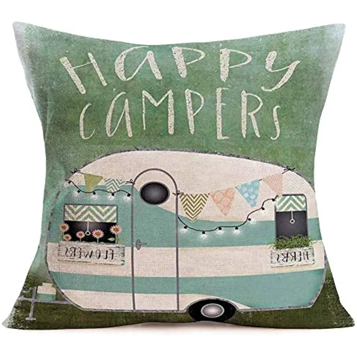 

Винтажный чехол для подушки Smilyard Happy Campers, для дома, путешествий, улицы, наволочка из хлопка и льна, декор для дивана