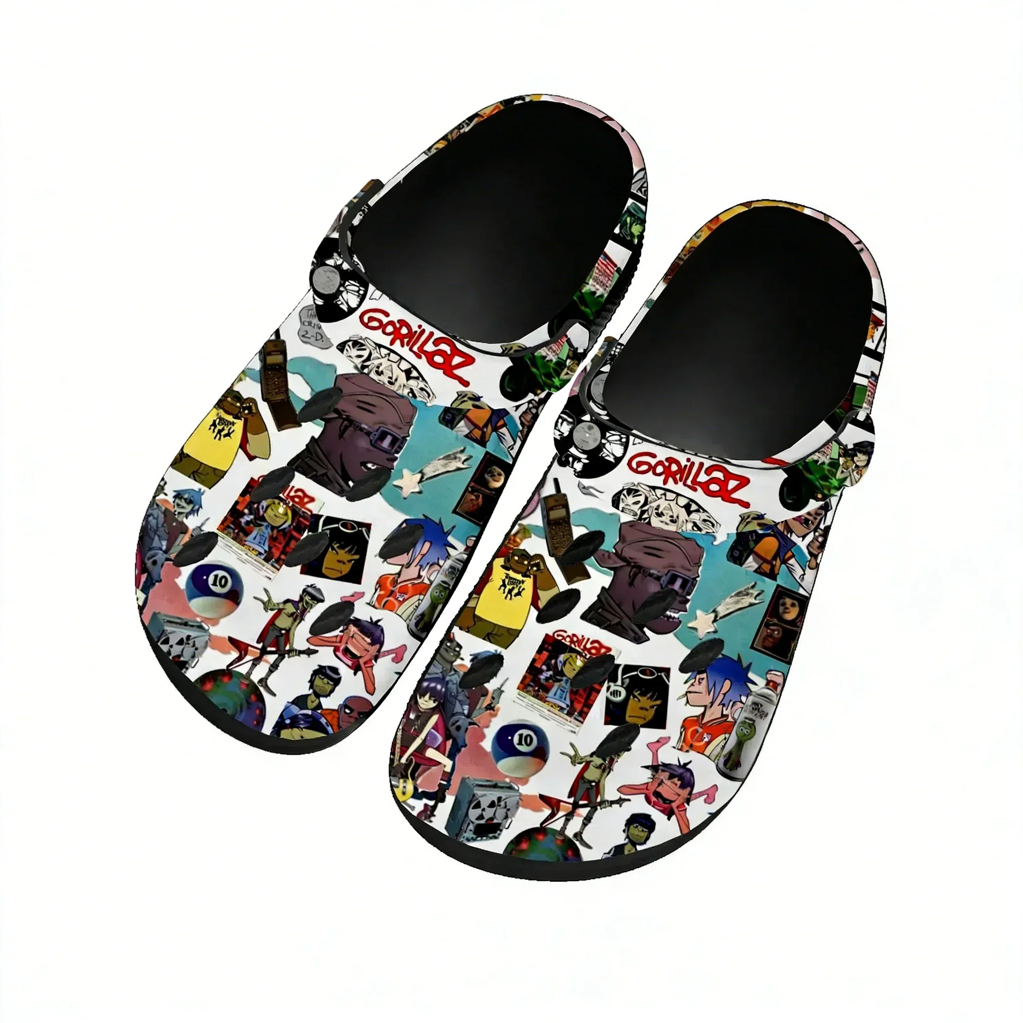 Фото Сандалии G-Gorillazs Home Custom для женщин и подростков, модные, для воды, с принтом рок-группы, дышащие, удобные, пляжные, с отверстиями, тапочки №1