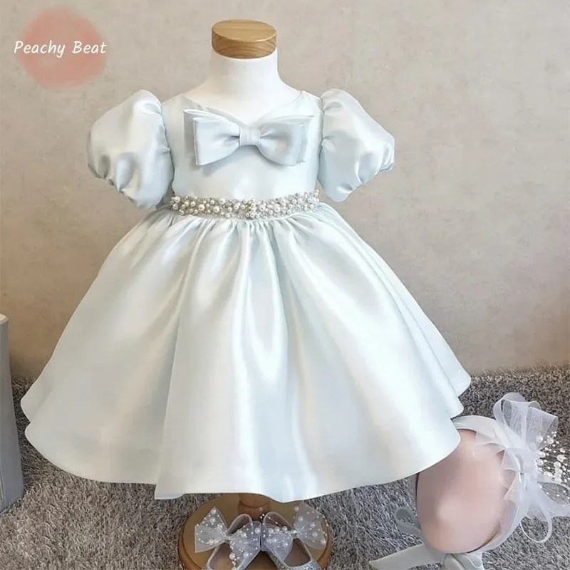 

Baby Girl Princess Tutu Dress Infant Toddler Child Pearl Bow Vestido Party Wedding Birthday Evening Frocks Baby Clothes 1-7Y