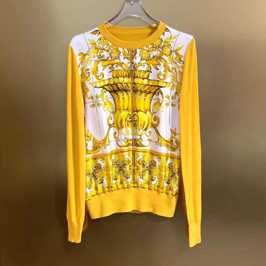 Seasixiang модный дизайнерский осенний свитер Женский пуловер с круглым вырезом и