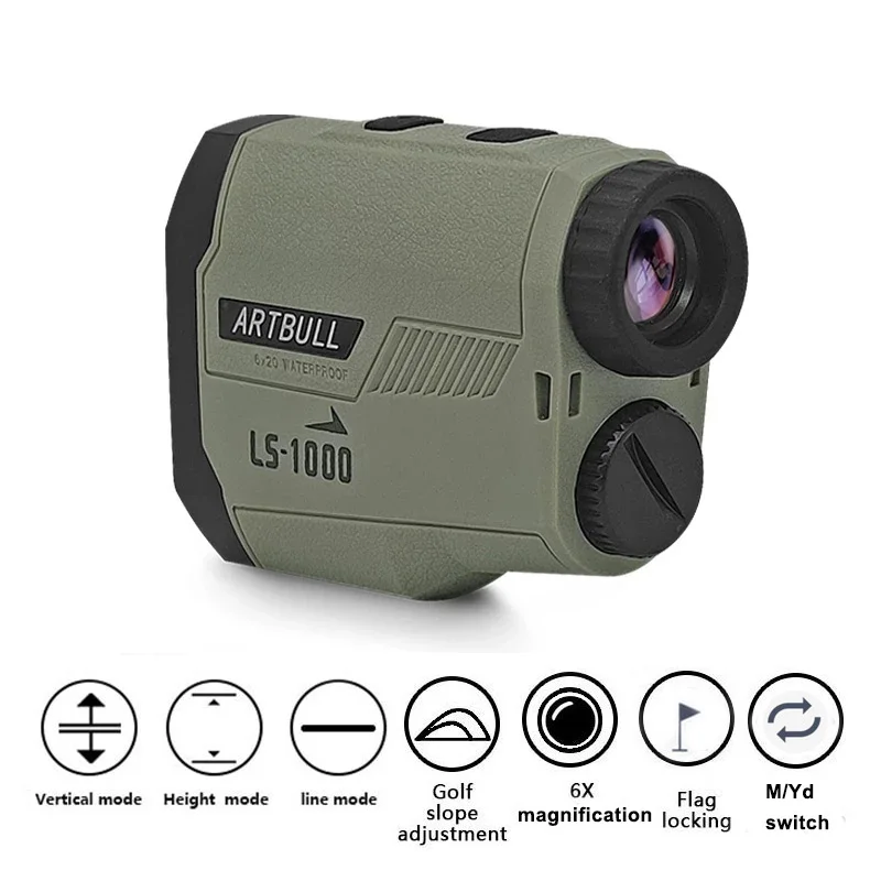 ARTBULL Laser Rangefinder for Hunting 1000m 650m Slope Flag-Lock slope pin Golf rangefinder Telescope Distance meter |