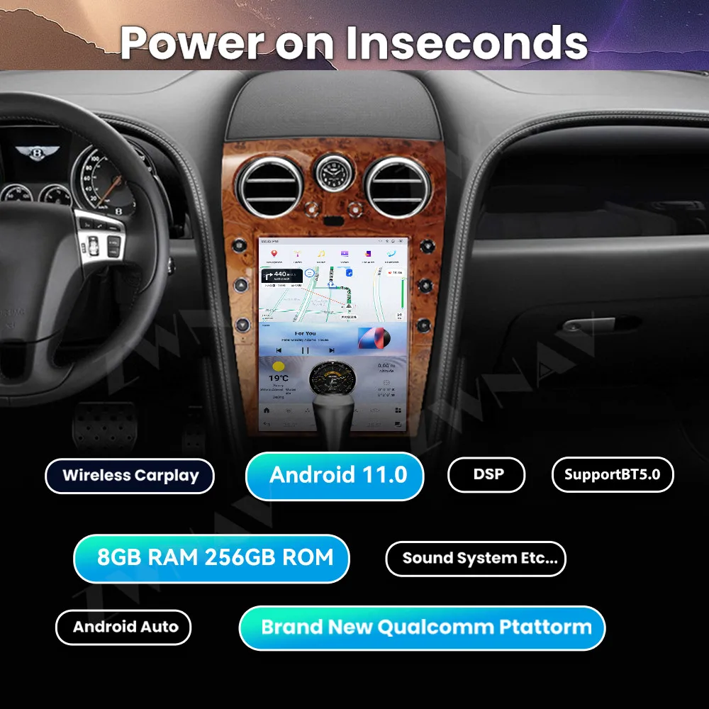 Автомобильный радиоприемник 8 + 256 ГБ Android 13 0 для Bentley Continental GT 2004-2019 GPS навигатор