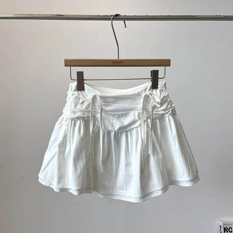 Юбка женская трапециевидная на шнуровке повседневная короткая юбка в