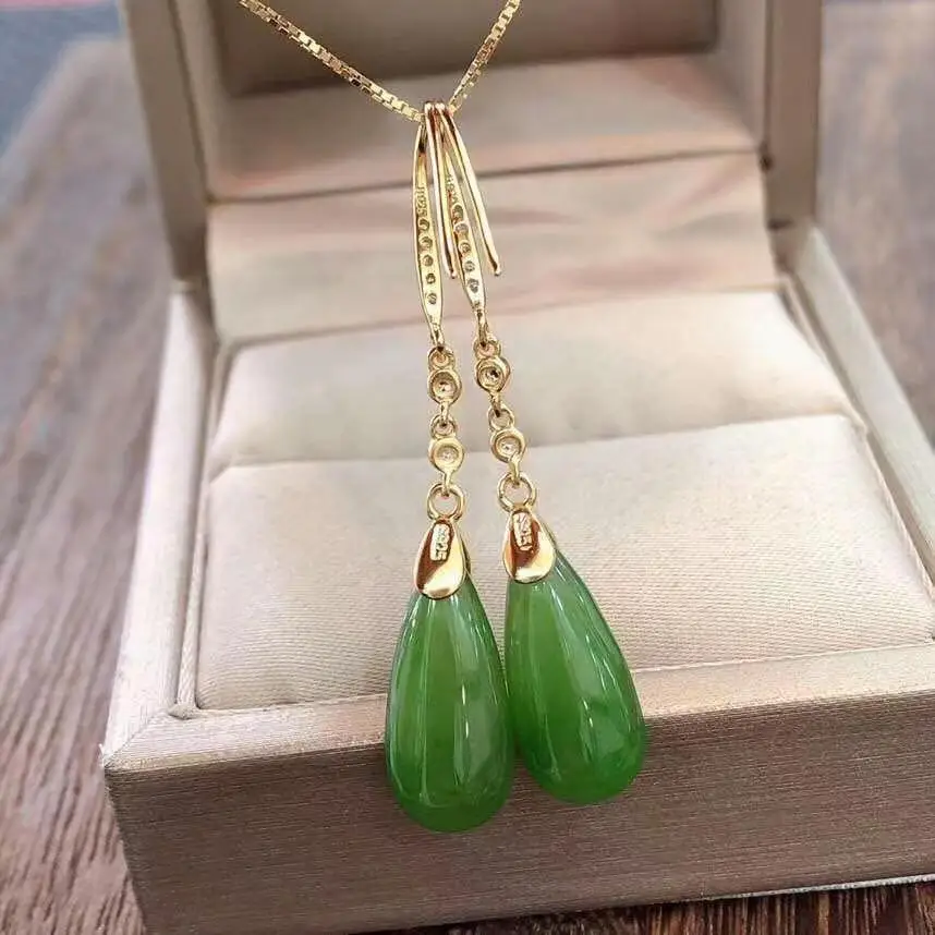 

YS Ethnic Style Natural Hetian Jade Earrings Temperament Jasper Earrings for Girlfriend Birthday Gift Jewelry Accessories