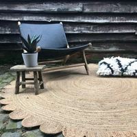 rug 100 natural jute reversible braided style round carpet modern home living area rug