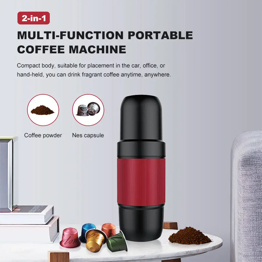 Espresso Machine - Manual Espresso, Mini Coffee Maker Using Ground Coffee & Espresso Pods, Portable Espresso Maker for Travel