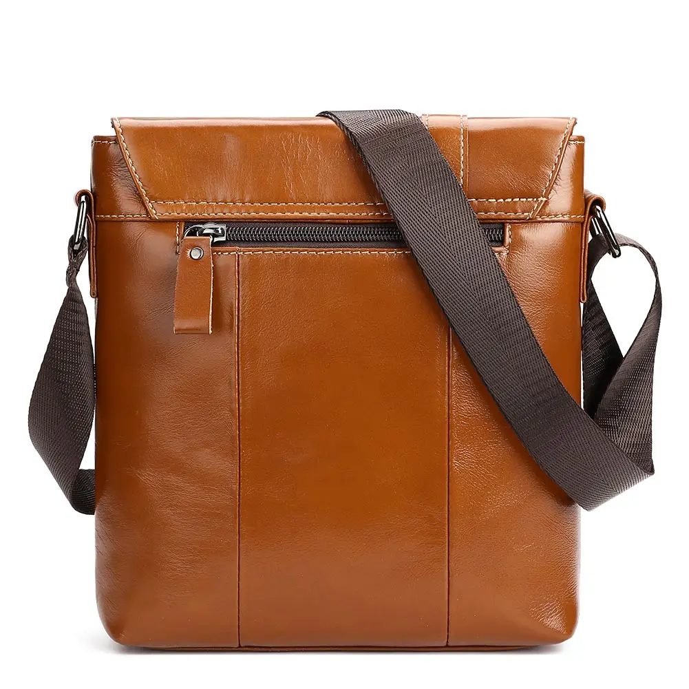 2023 New Genuine Leather Men's Messenger Bag Business Travel Shoulder Bag Male Luxury Crossbody Bags with Zipper Phone Pocket