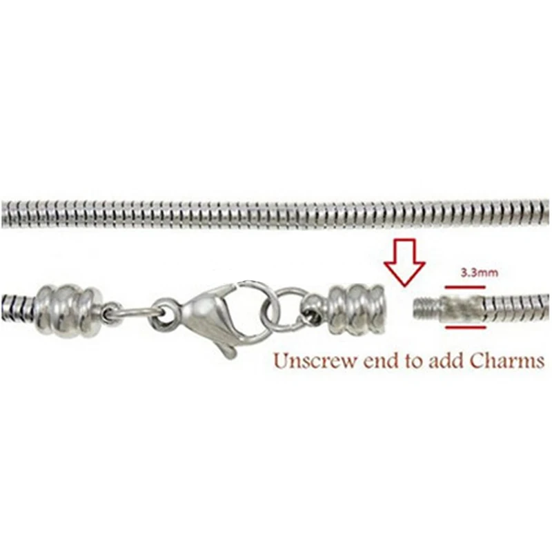 Змеиная цепочка из нержавеющей стали 316L с застежкой-карабином подходит для