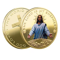 gold plated jesus coins for collectibles retro cross commemorative coins for home decoration metal antique imitat supplies