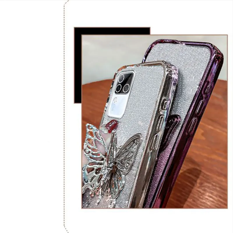 V30 роскошный 3D держатель-бабочка для Vivo V29 Lite pro V40 se V30E Y78 противоударный чехол с