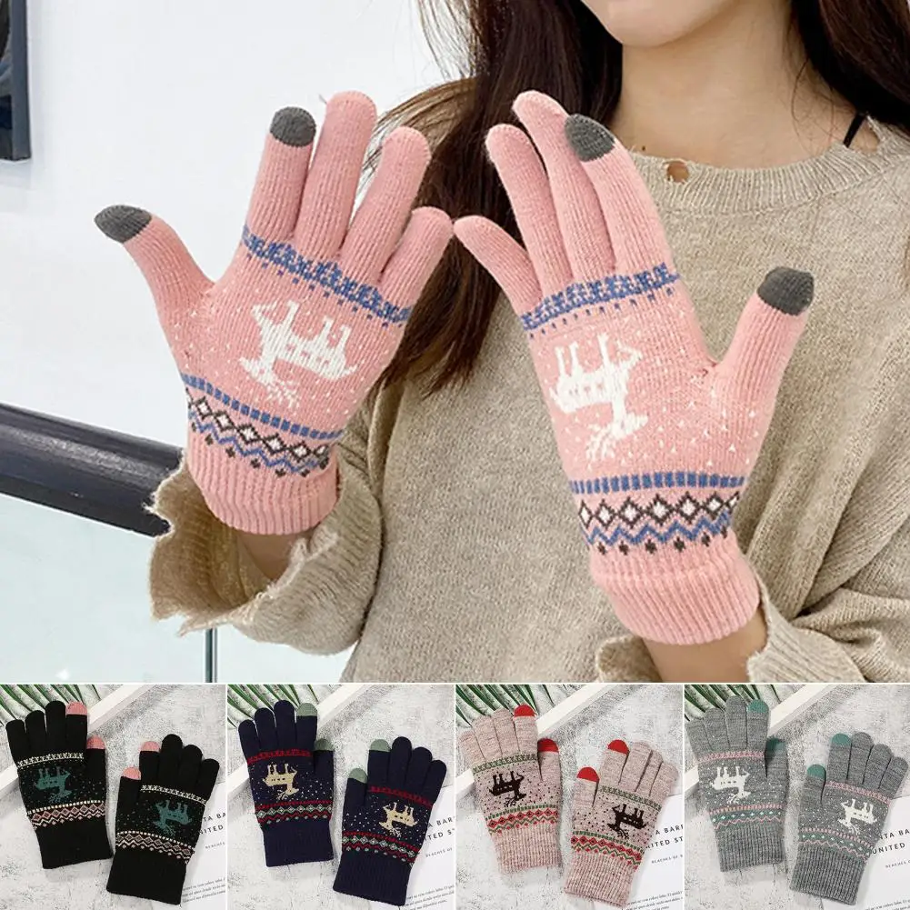 

Useful Outdoor Gloves All Fingers Polyester Thermal Cartoon Christmas Gloves Soft Ridding Gloves for Daily Life