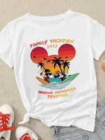 t shirt disney women summer popular family vacation 2022 minnie mickey outdoor leisure cartoon print t shirt o neck trendy cool