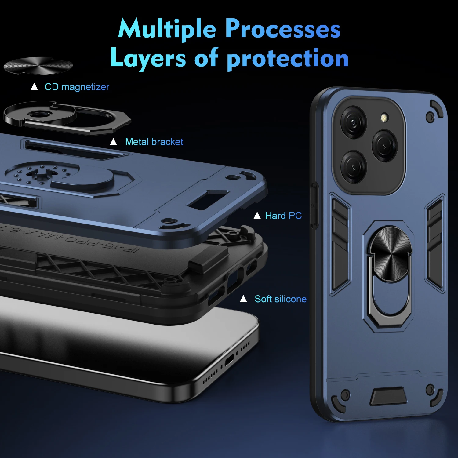 Фото Чехол для Tecno Spark 20 Pro KJ6, магнитный металлический кольцевой держатель, рамка из ТПУ, броня, пластиковый противоударный защитный чехол для телефона, чехлы №3