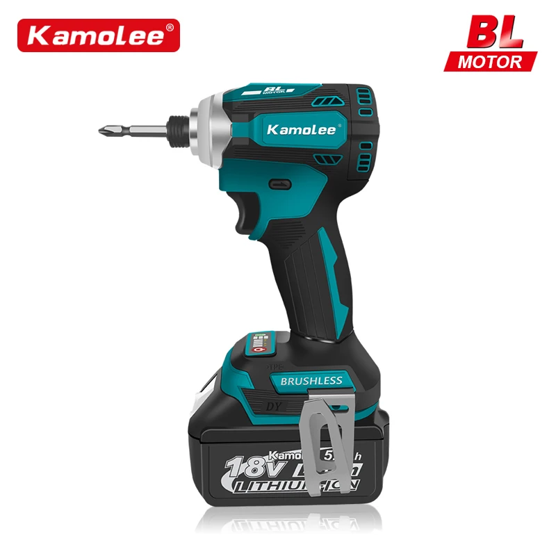 

Kamolee 588Nm Cordless Electric Impact Brushless Wrench 5 Speed Screwdriver Power Tool 1/4" with 3 LED Light for Makita Battery
