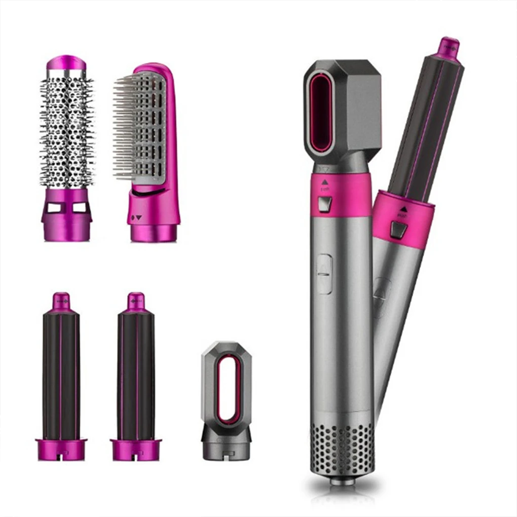 

Electric Hair Dryer 5 In 1 Hair Comb Negative Ion Straightener Brush Blow Dryer Air Wrap Curling Wand Detachable Brush Kit