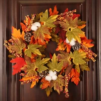 fall theme wreath artificial pine cones berry hanging ornament thanksgiving decoration for farmhouse garden j2y home