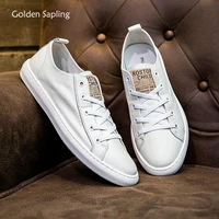 golden sapling white flats men genuine leather loafers comfort mens casual shoes soft leisure flat classics skateboarding shoe