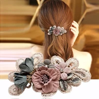 fashion headdress headpiece handmade cloth lace flower bow tie hairpin hair clip pins ponytail holder women accessories jewelry
