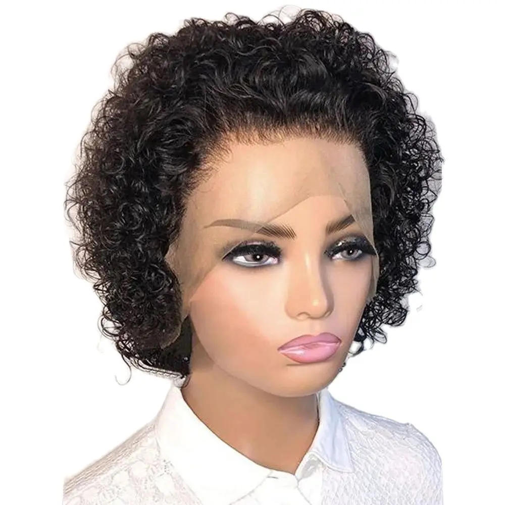

Pixie Cut Wig Human Hair Pre Plucked Brazilian Remy Curly Bob 13x4 Lace Front Frontal Wigs 13x6 Women Female Transparent T Part