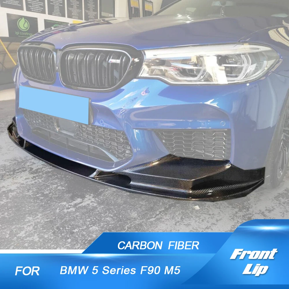 Автомобильный передний бампер из углеродного волокна, спойлер, разветвители для BMW 5 серии F90 M5 2018-2020, передний бампер, защита для губ, спойлер для подбородка Автомобильный передний бампер из углеродного волокна, спойлер, разветвители для BMW 5 серии F90 M5 2018-2020, передний бампер, защита для губ, спойлер для подбородка
