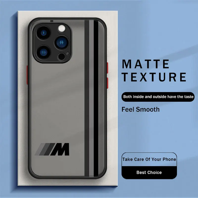 

Luxury Matte Phone Case For iPhone 11 Case For iPhone 14 13 12 Pro Max Mini X XR Xs 8 6 7 Plus Logo Color Design BMW-Sports-M