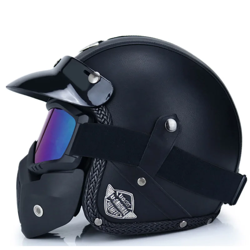 Мотоциклетный шлем с открытым лицом 3/4 для женщин и мужчин защитный винтажный