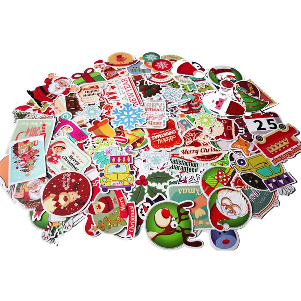 

100pcs Stickers Christmas Themed Decorative Decals for Suitcase Car
