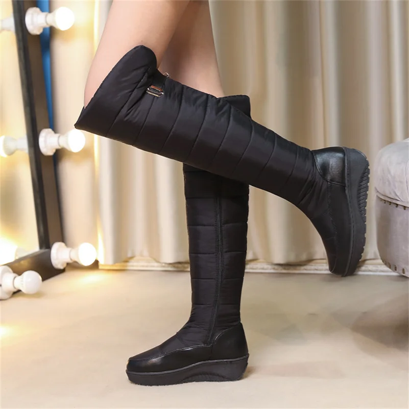 

2022 Women Snow Boots Designer Luxury Casual Midheel Women Shoes Plus Size Round Head Warm Interior Lady Over The Knee Boots
