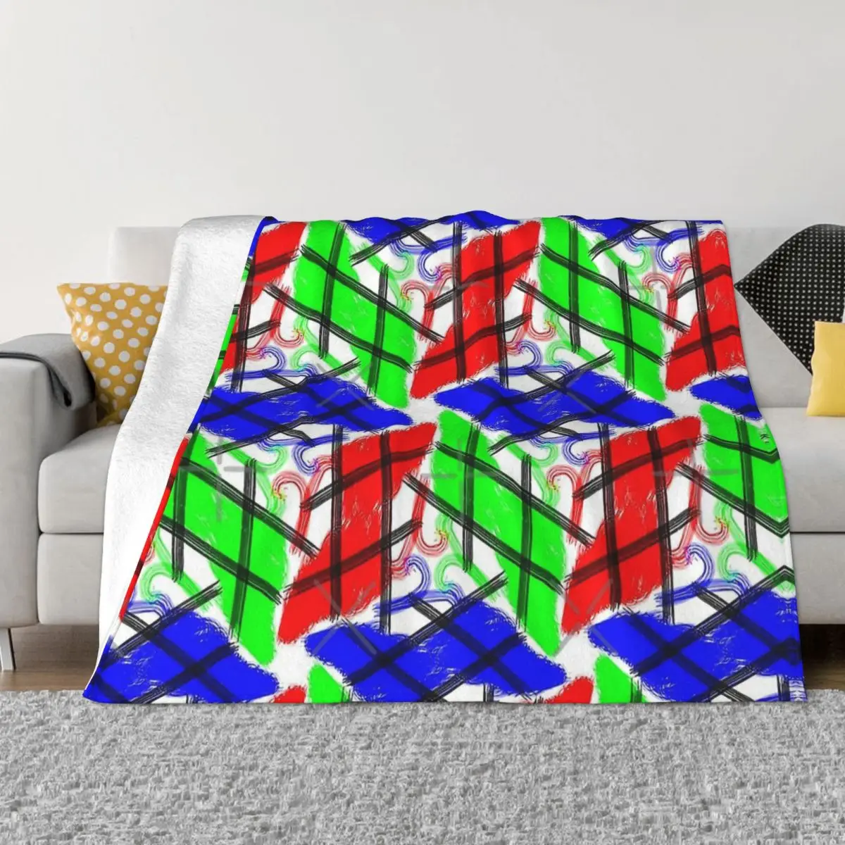 

Magic Cube Intelligence Game Square Blanket Flannel Puddling Cozy Soft FLeece Bedspread