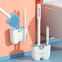 household double head silicone toilet brush flat bathroom accessories set toilet and holder tools bathroom for wc product