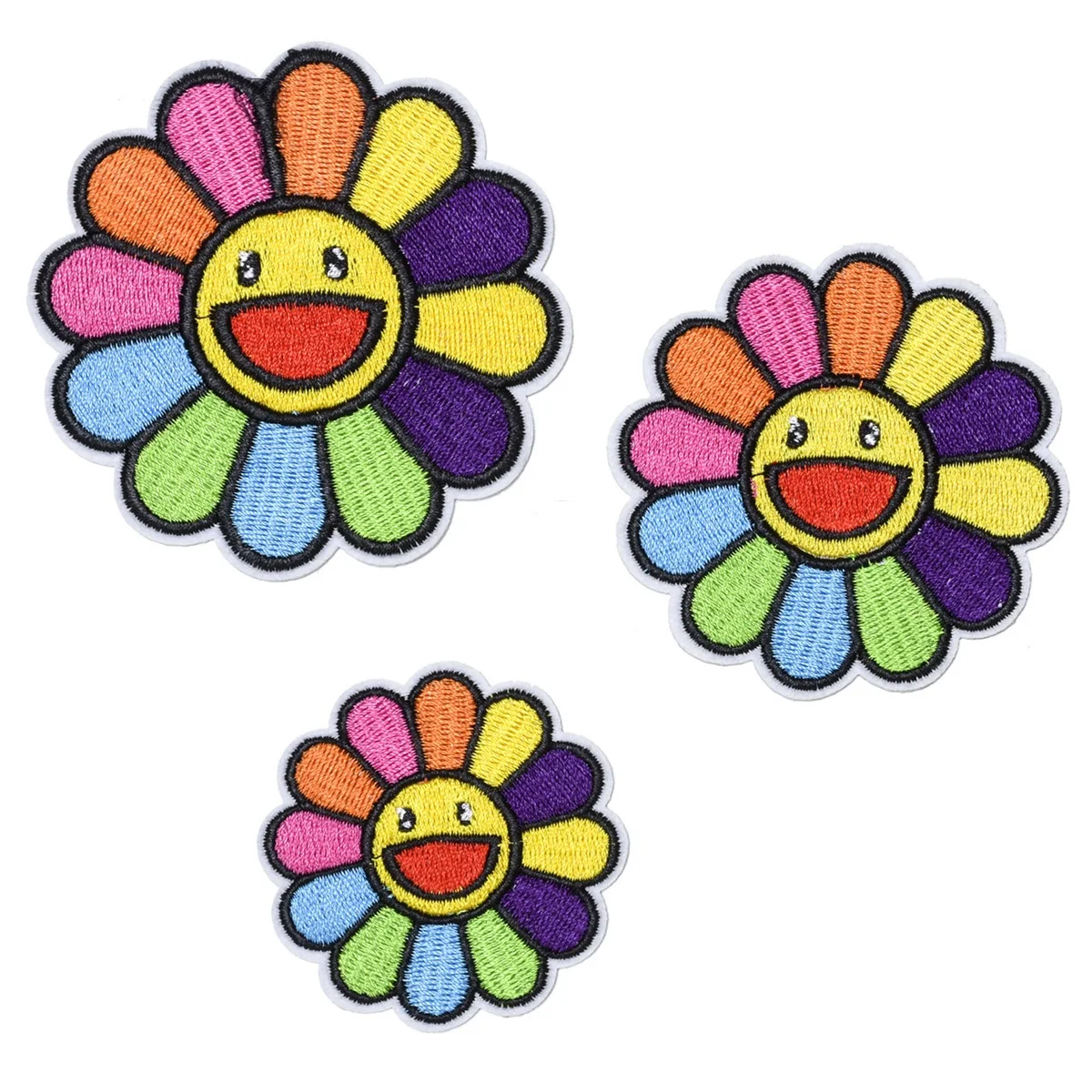 

Color Sun flowers Smiley Series For on DIY Clothes Ironing Embroidered Patches For Hat Jeans Sticker Sew Patch Applique Badge