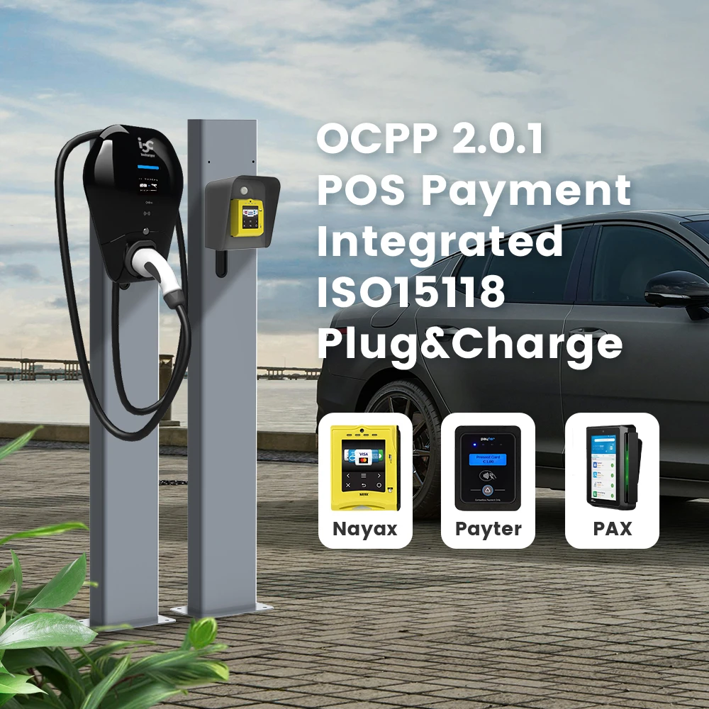 Фото Зарядное устройство Iocharger OCPP 2.0.1 ISO15118, вилка и зарядка, динамическая нагрузка, балансировка, приложение RFID, 22 кВт, тип 2, зарядное устройство для электромобилей №4