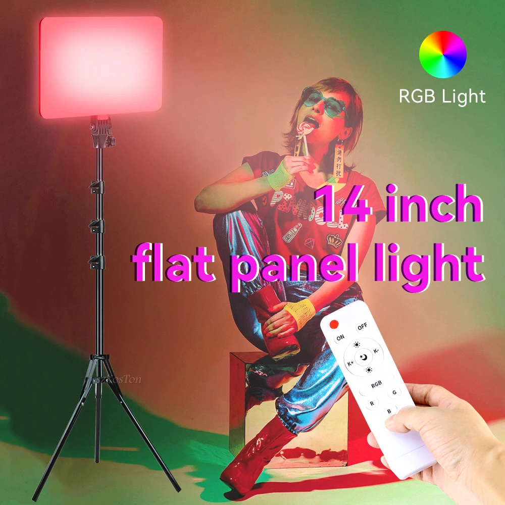 14inch RGBW Video Light Panel EU Plug 3000K-6500K RGB Photography Lighting Remote Control For Live Streaming Photo Studio Lamp