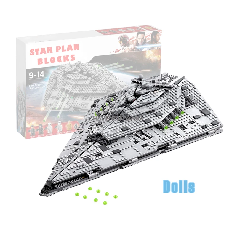 

10901 First Order Star Destroyer Costruzion Spaceship Model Building Blocks with Figures Compatible 75190 Star Plan Bricks Toys