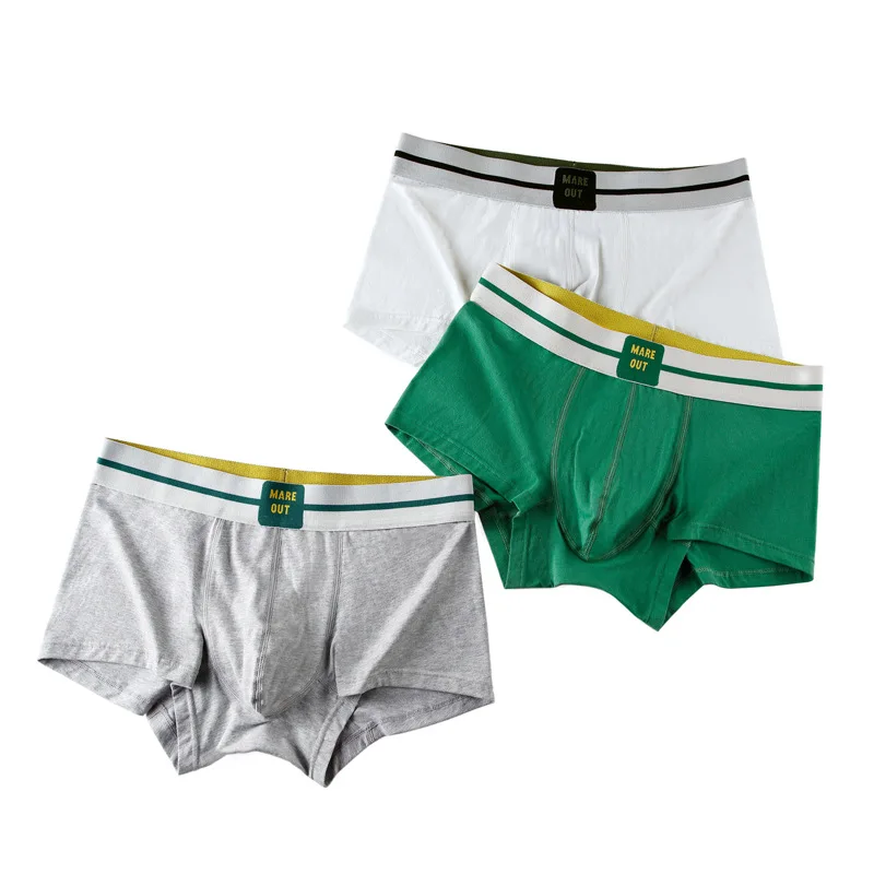 Men's underwear, pure cotton shorts, summer boxer shorts, comfortable and breathable for youth sports 3PCS