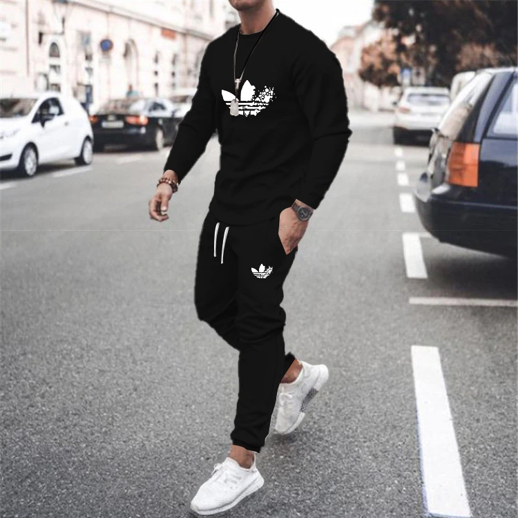 

2022 Fashion Spring and Autumn Sportswear Long-sleeved T-shirt Suit Men's Street Cool Boys Large Size Casual 2 Sets