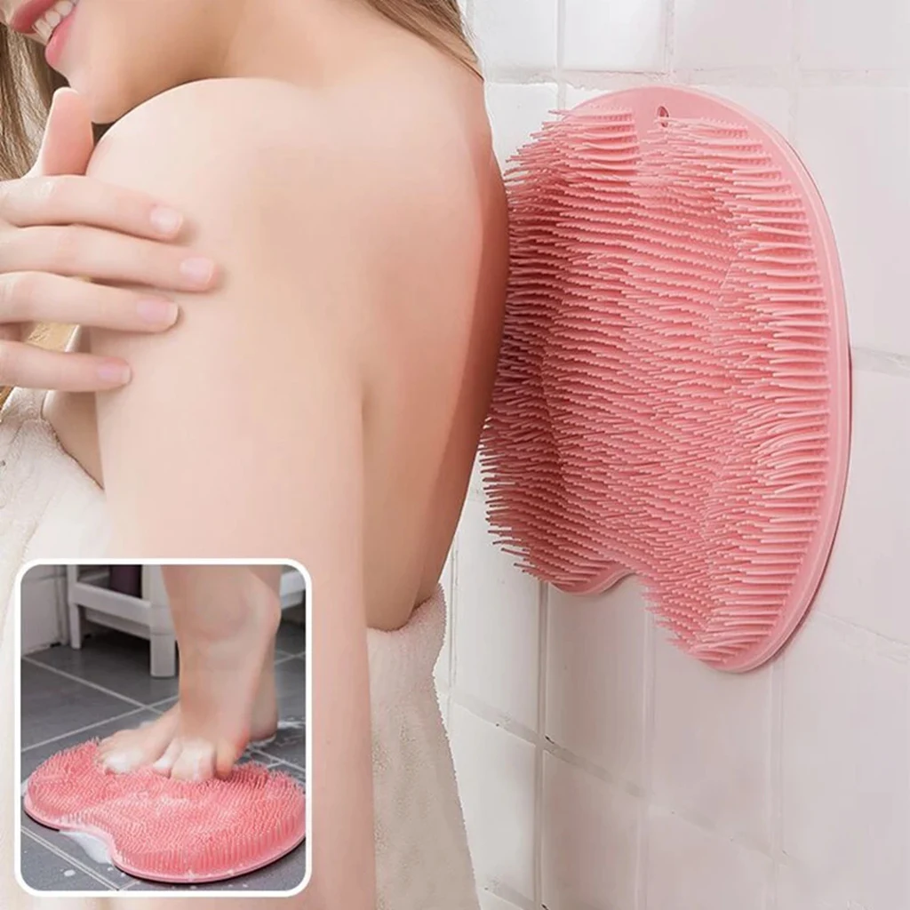 Silicone Exfoliating Shower Massage Scraper Non-Slip Bath Scrub Pad Foot Wash Brush Bathroom Tool Mat Rub Back Sucker Brushes images - 6