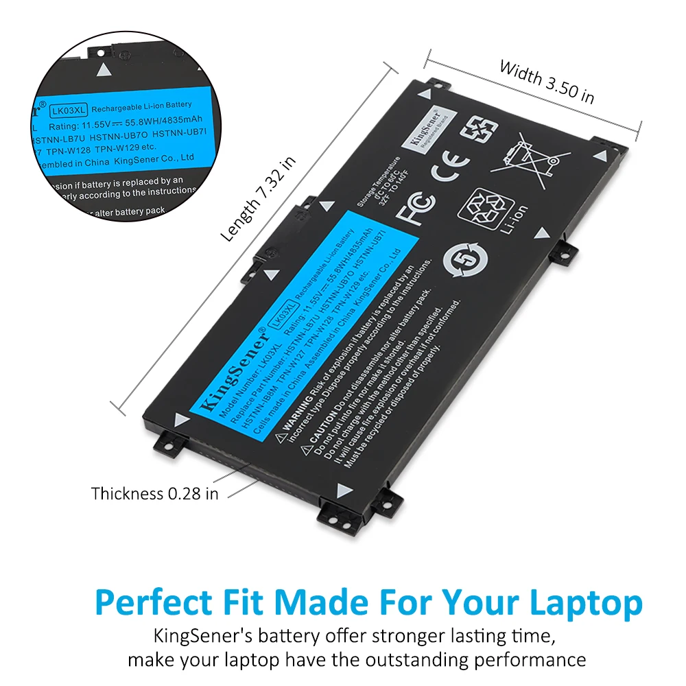 KingSener LK03XL Аккумулятор для ноутбука HP envy 15 x360 15-bp 15-cn TPN-W127 W128 W129 W132 HSTNN-LB7U HSTNN-UB7I HSTNN-IB8M