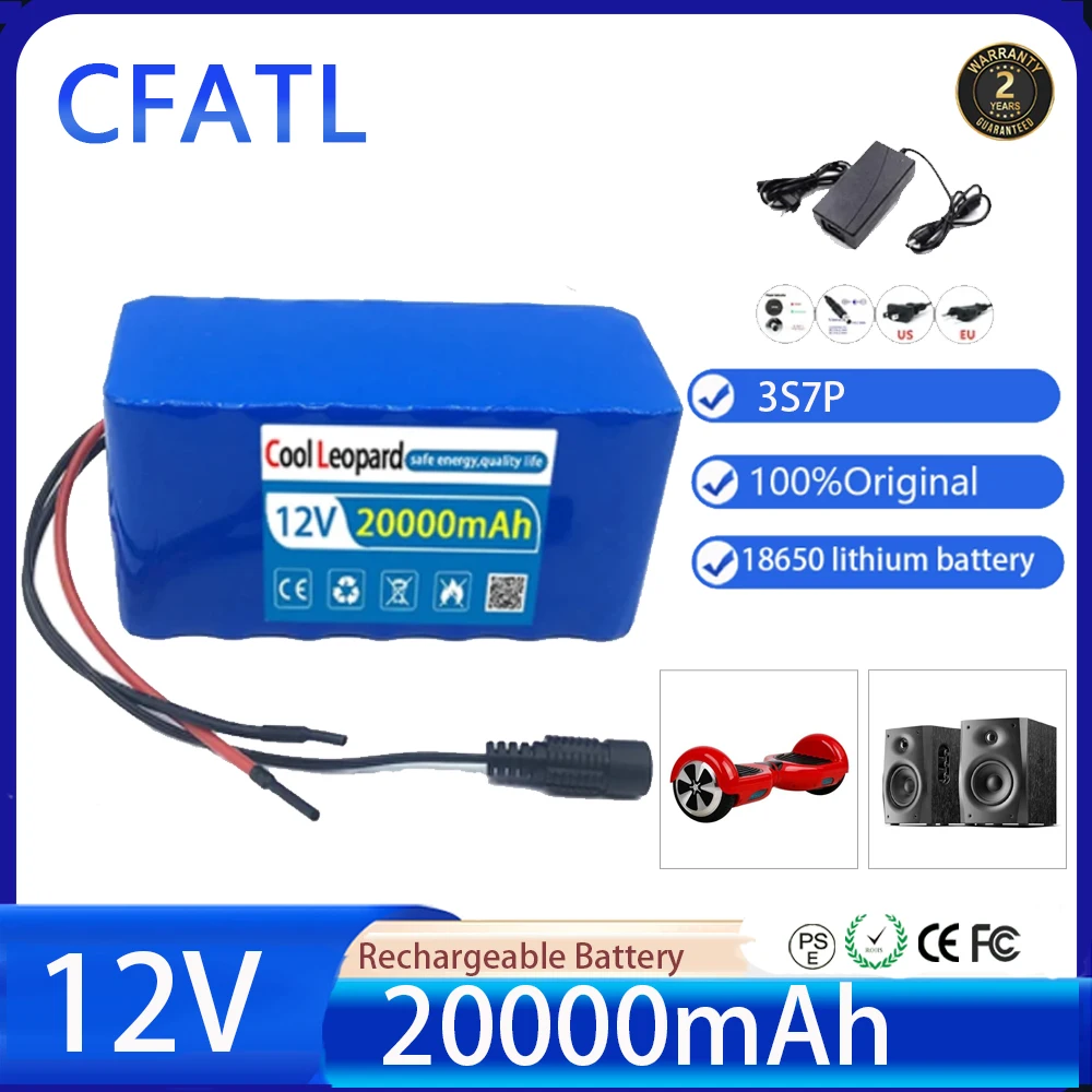 

12 в 20000 мАч литиевая батарея 18650 батарея 3S 7P перезаряжаемая аккумуляторная батарея с фотоэлементами, для электрического велосипеда мопеда
