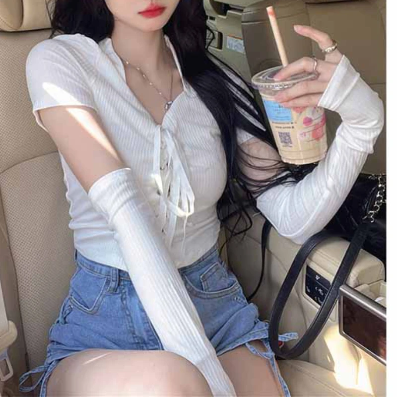 

Футболка женская с V-образным вырезом и коротким рукавом, Y2k