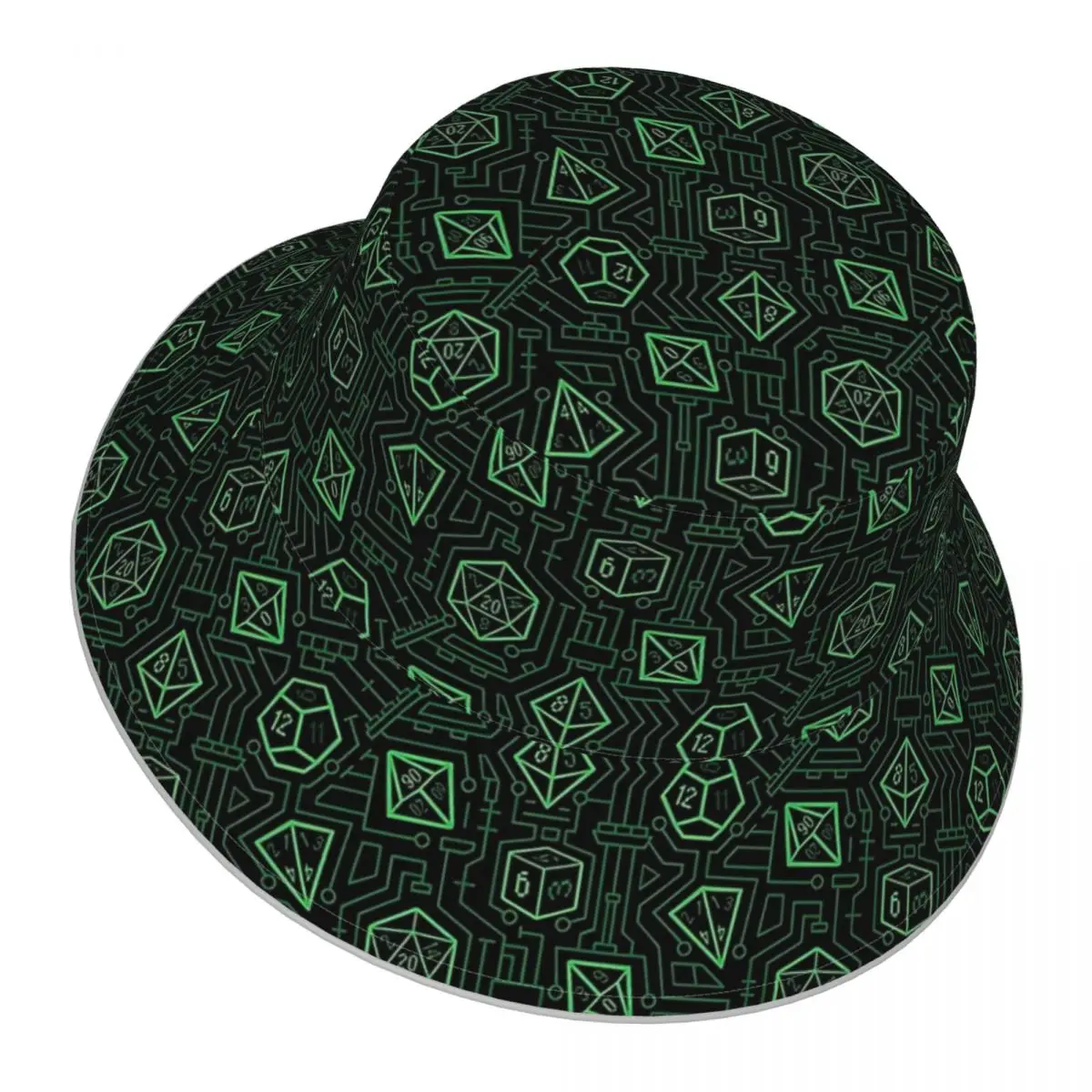 Tech D20 Pattern reflective Bucket Hat Men Women Bucket Hat Outdoor Sunscreen Beach Hat Sun Hiking Fishing Cap