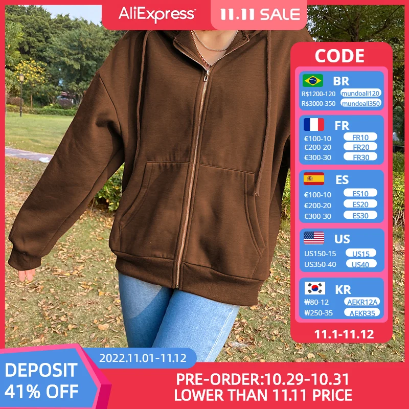 

Y2k Fashion Zipper Women Hoodies Streetwear Casual Korean Pullover Harajuku Vintage Solid Long Sleeve Sweatshirts Tops Clothes